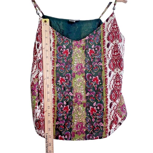 Joie Top bohemian chi sleeveless womens blouse green red casual top Size M - Picture 3 of 7